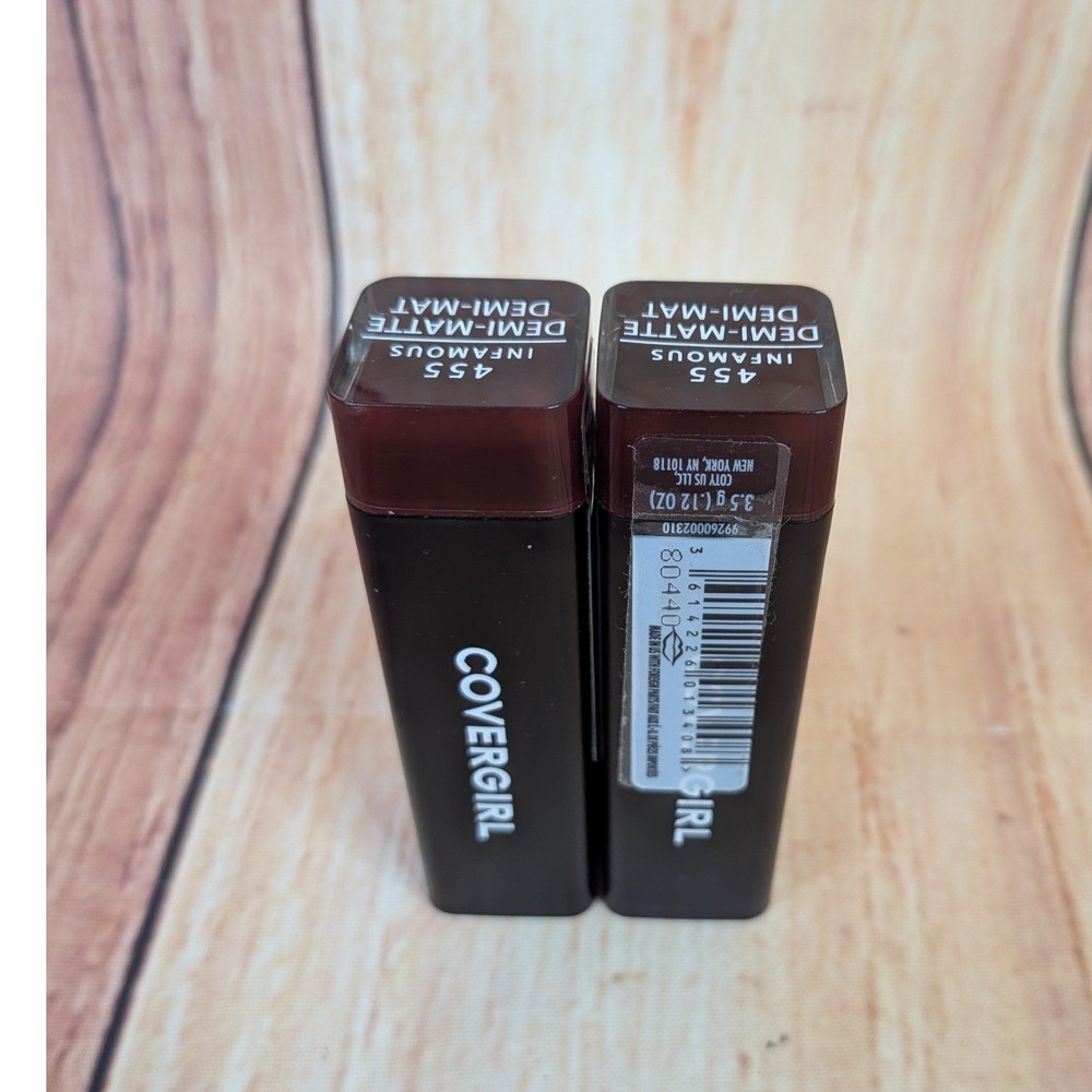 2 Pk Covergirl Demi-Matte Lipstick 455 Infamous 3.5g Each
